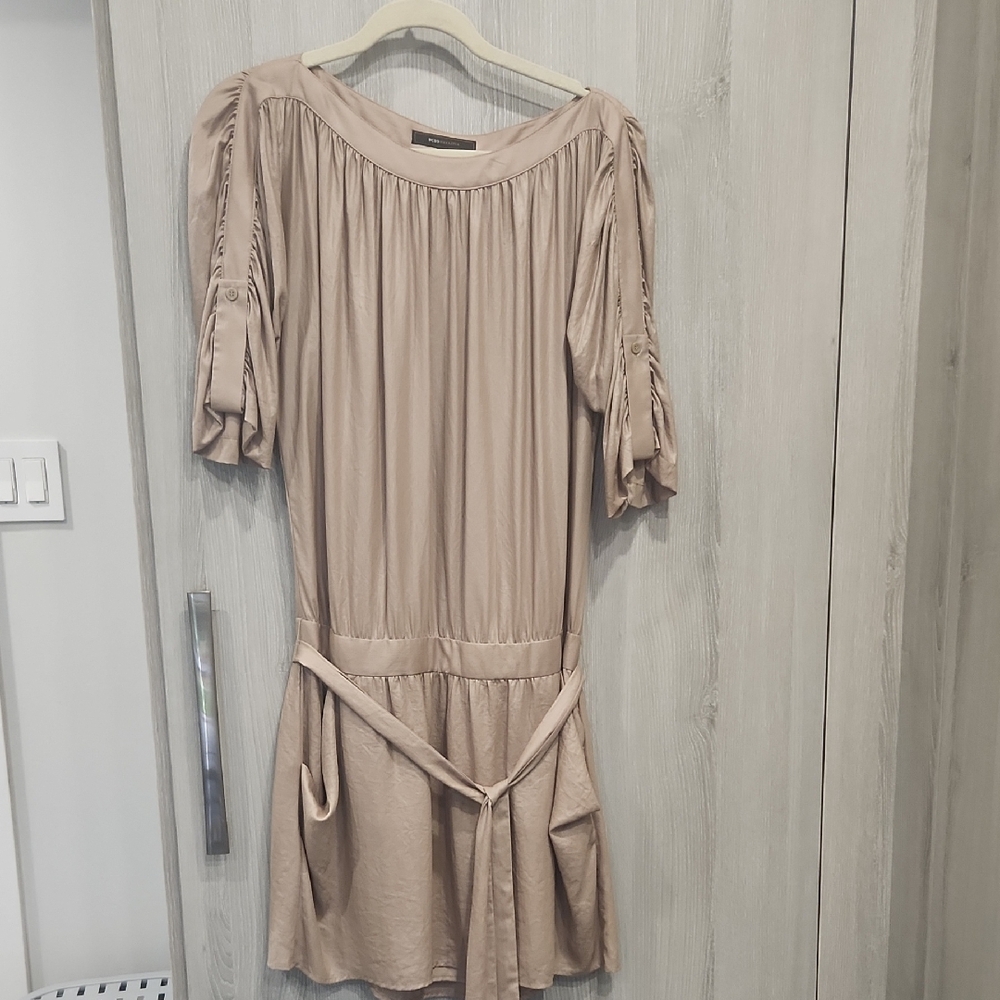 BCBGMaxAzria Beige Pleated Dress